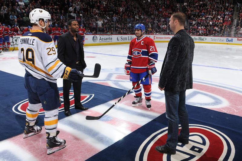 The Jean Pascal (L) - Lucian Bute staredown on ice last night at the Bell Centre.