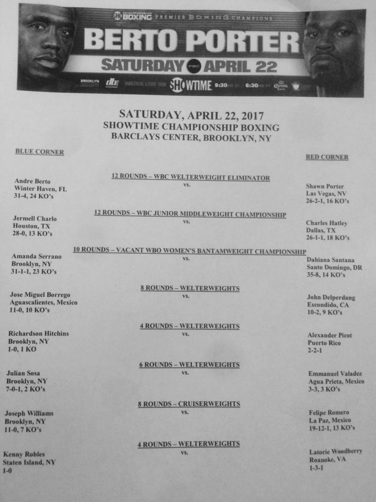 Bout Sheet Berto vs Porter