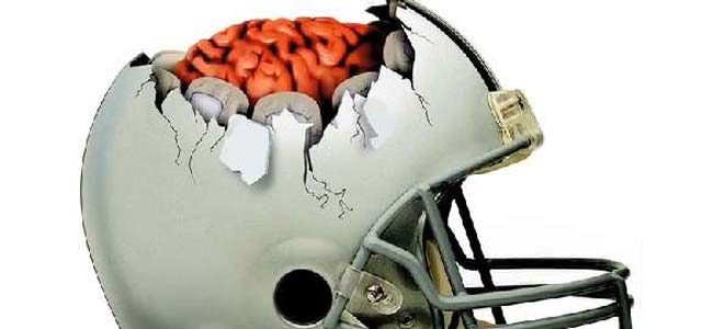 Football helmet and brain