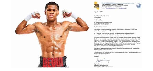 Devin Haney and Promoter's License
